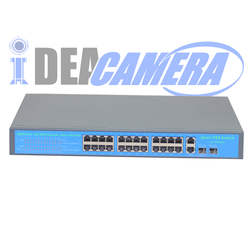 250W 24CH POE Switch,Power supply for 24pcs IP camera,Internal Power