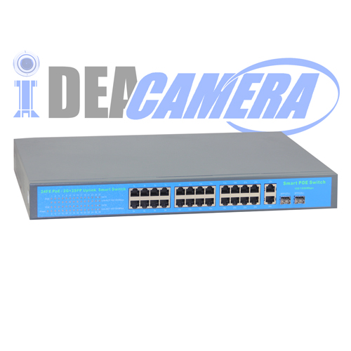 400W 24CH POE Switch,Power Supply for 24pcs IP camera,Internal Power