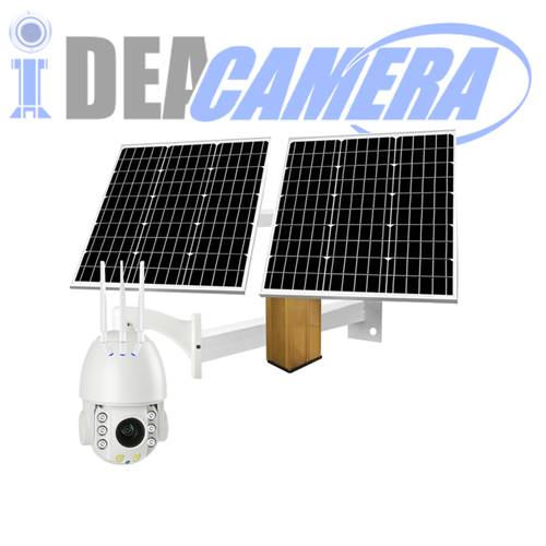 2MP H.265 HD 4.5-inch 4G PTZ Speed Dome Camera with 120W solar energy, 20X Optical Zoom Lens, Outdoor use.