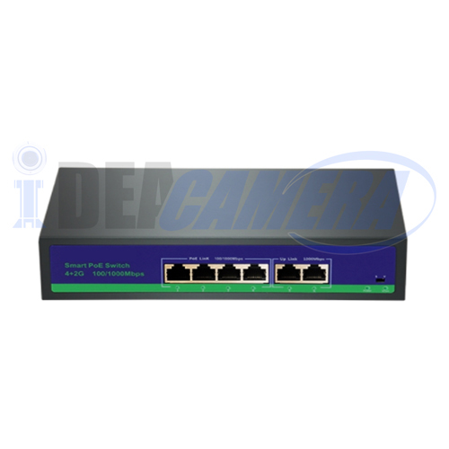 78W 4Ports Standard 4+2 Full Gigabit PoE Switch, Internal Power.