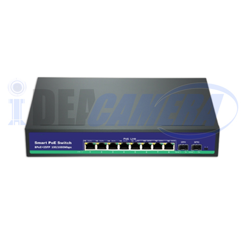 120W 8Ports Standard 8+2 Full Gigabit PoE Switch, Internal Power.