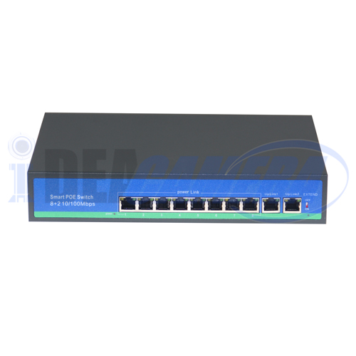 8CH Active 8+2 10/100M POE Switch, Support 8pcs IPC and Power Supply by POE port, External Power.