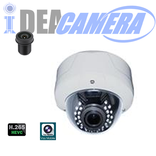 HD H.265 2.0Megapixels Vandal-proof IR Dome Panoramic IP Camera with 5MP HD panoramic Lens, VSS Mobile APP
