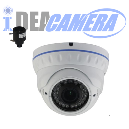 2Mp white metal dome ip camera for outdoor use,poe power,vss mobile app,face detection,p2p,2.8-12mm varifcoal lens.